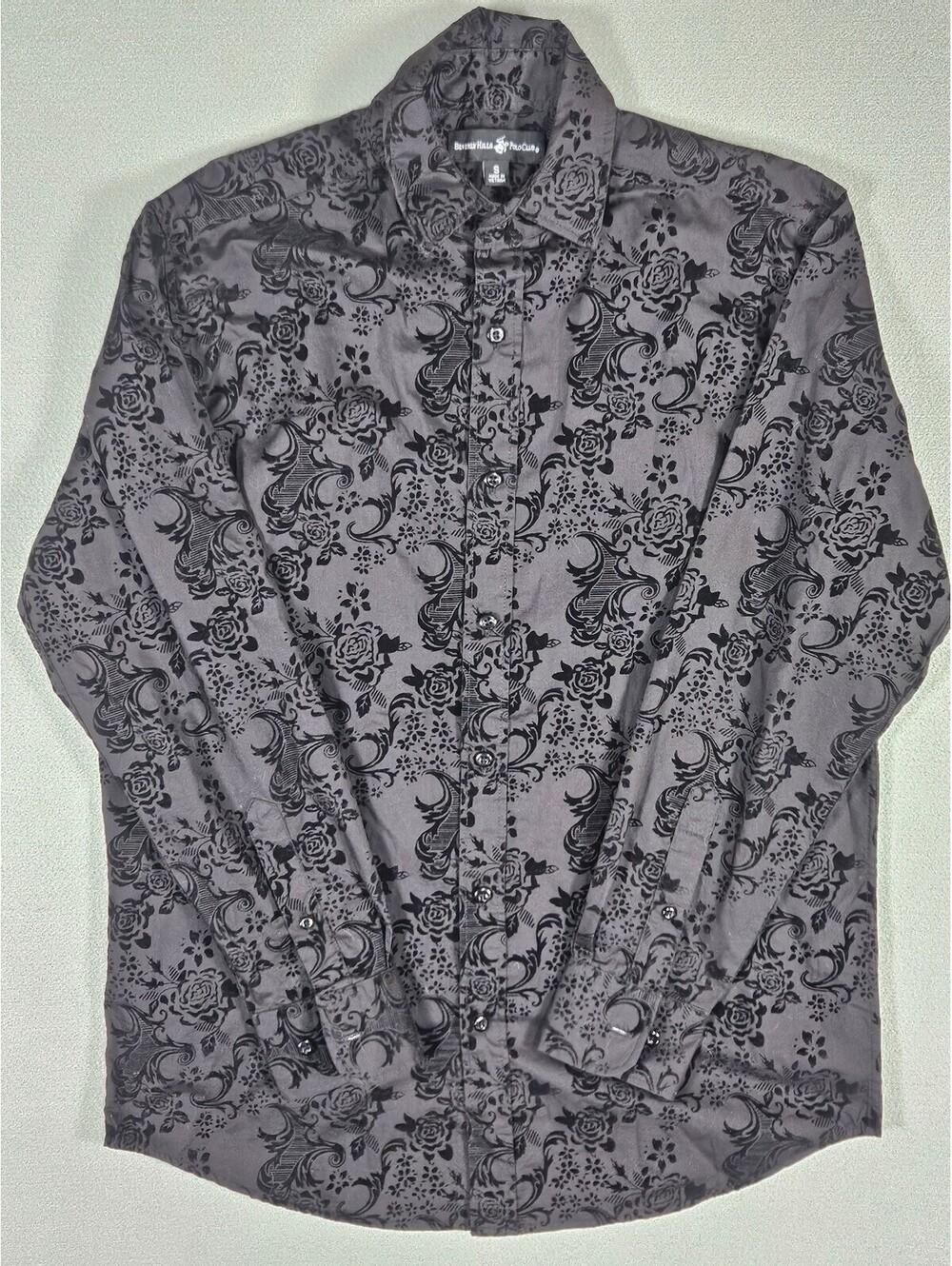 Beverly Hills Polo Club Men Black Cotton Floral Shirt S